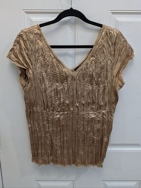 Vintage Y2K Crinkle Pleated Baby Doll Top